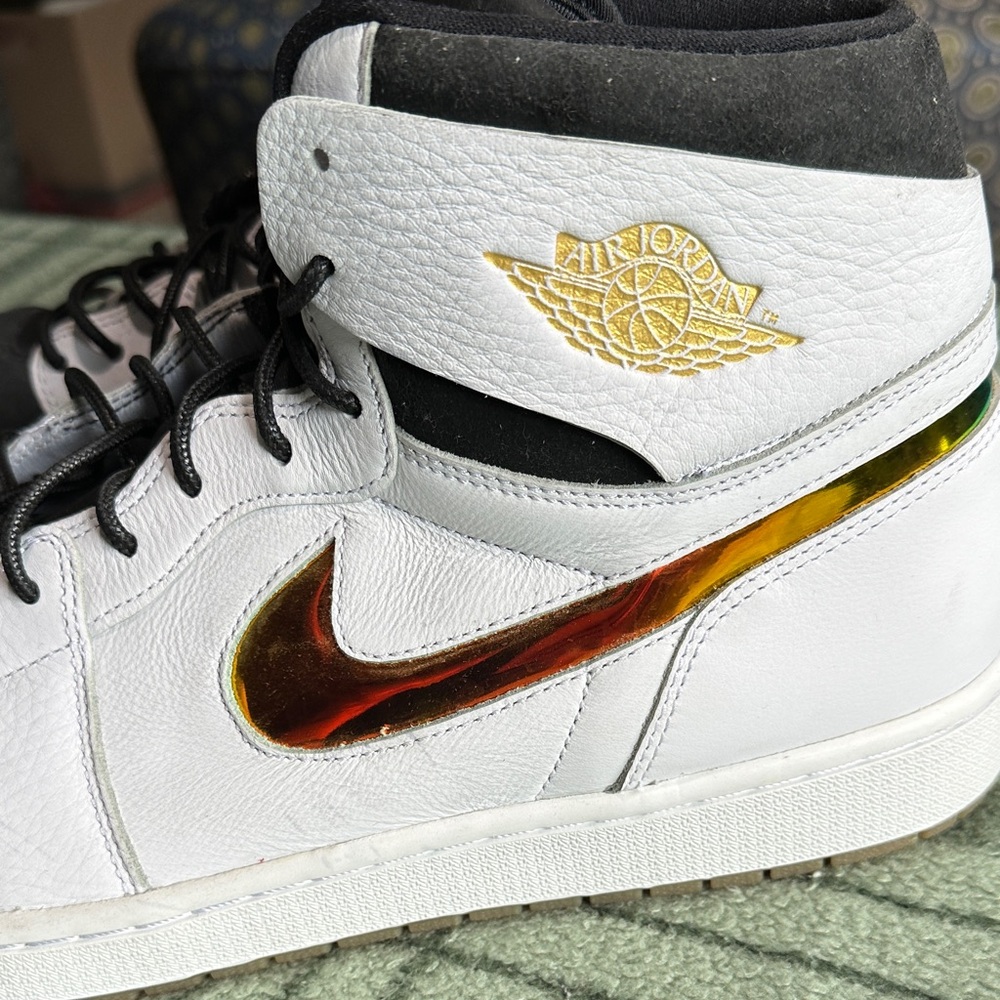 Air Jordan White and Black High-Top Sneakers size 17
